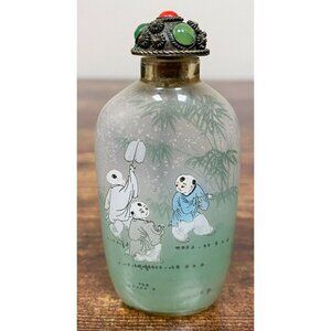 VTG‎ Reserve Painted Chinese Tai Chi Scene Peking Glass Snuff Bottle! 81